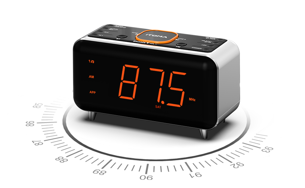 iTOMA радіобудильник з Bluetooth, FM-радіо, App-керуванням, подвійним будильником, 4 режимами, димером, нічником, USB-зарядкою, модель CKS208