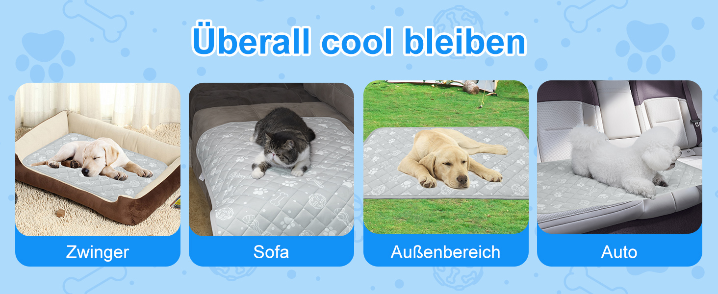 Кühlmatte для собак та котів MH MYLUNE HOME: термохромна, самоохолоджувальна, неслизька, водопоглинаюча, портативна, 100 x 70 см, сіра