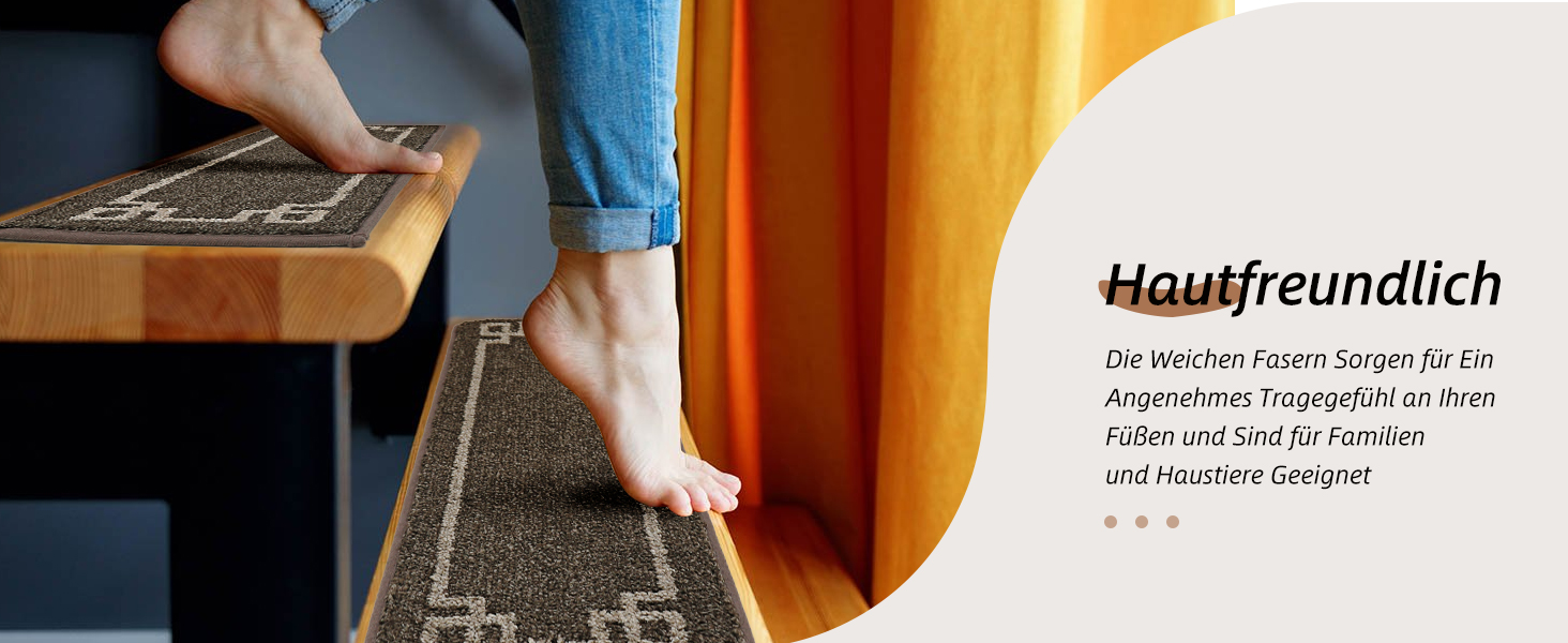 Килимок для сходин BEQHAUSE, 15 шт., самоклеючий, для дітей, літніх людей та домашніх тварин, 100% поліестер, TPE-підкладка, 22x70 см, коричневий