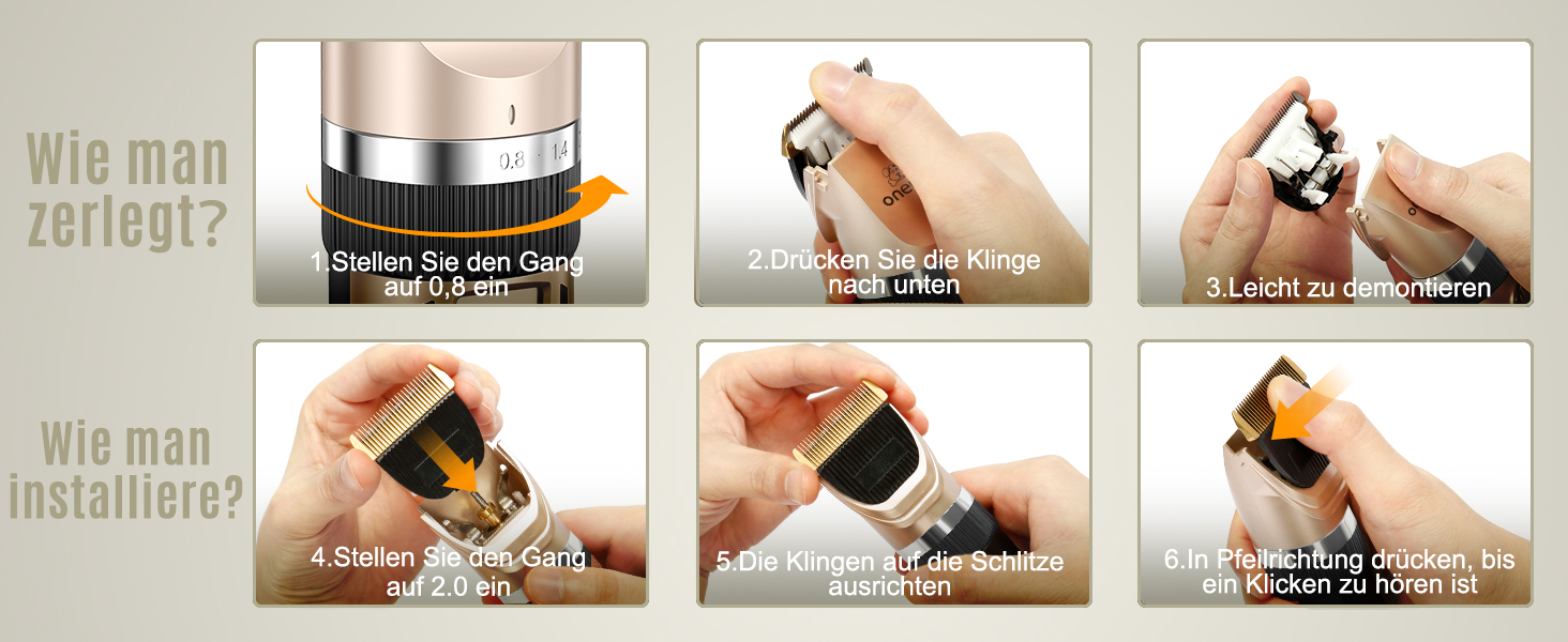 Oneisall Professional Pet Hair Clipper - Cordless Dog & Cat Grooming Kit - Electric Hair Trimmer with Gold Finish