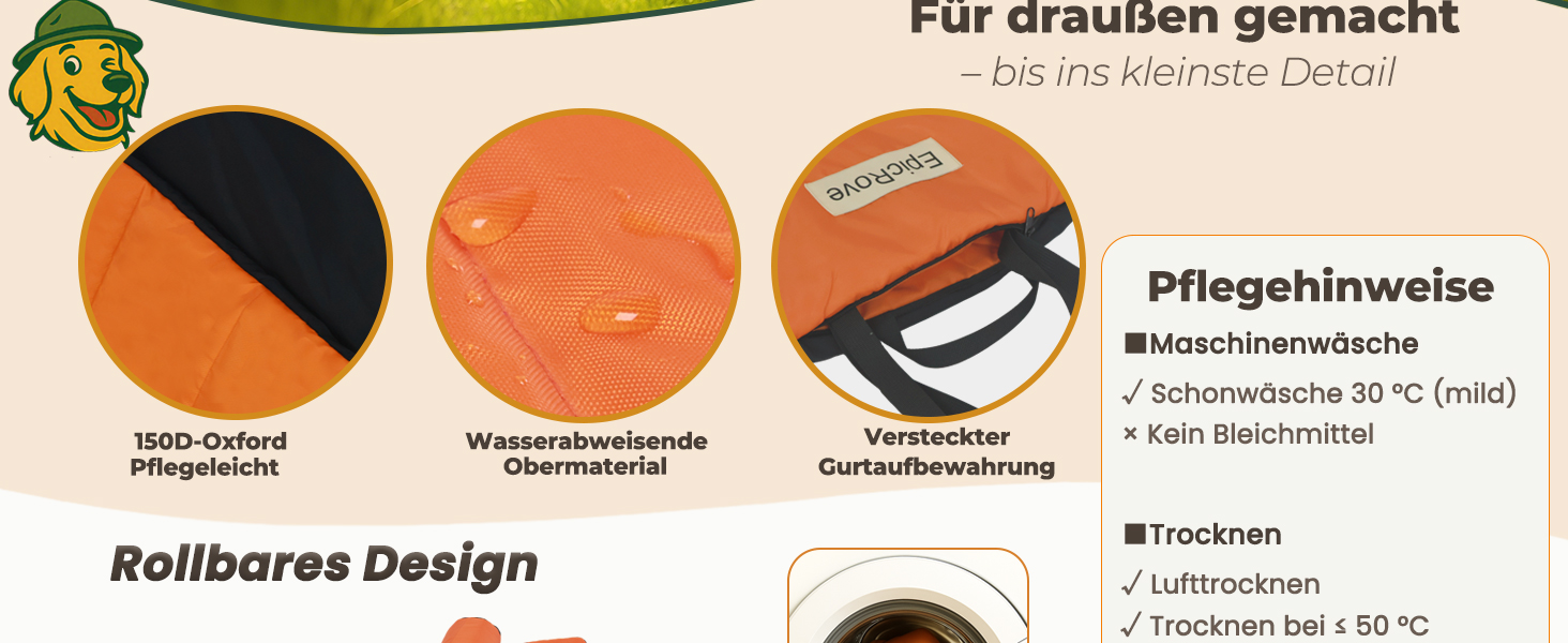 Водонепроникний килимок для собак RovePad Base 110x68 см – неслизький, миючий, стійкий до подряпин, для великих собак та котів, для подорожей та кемпінгу