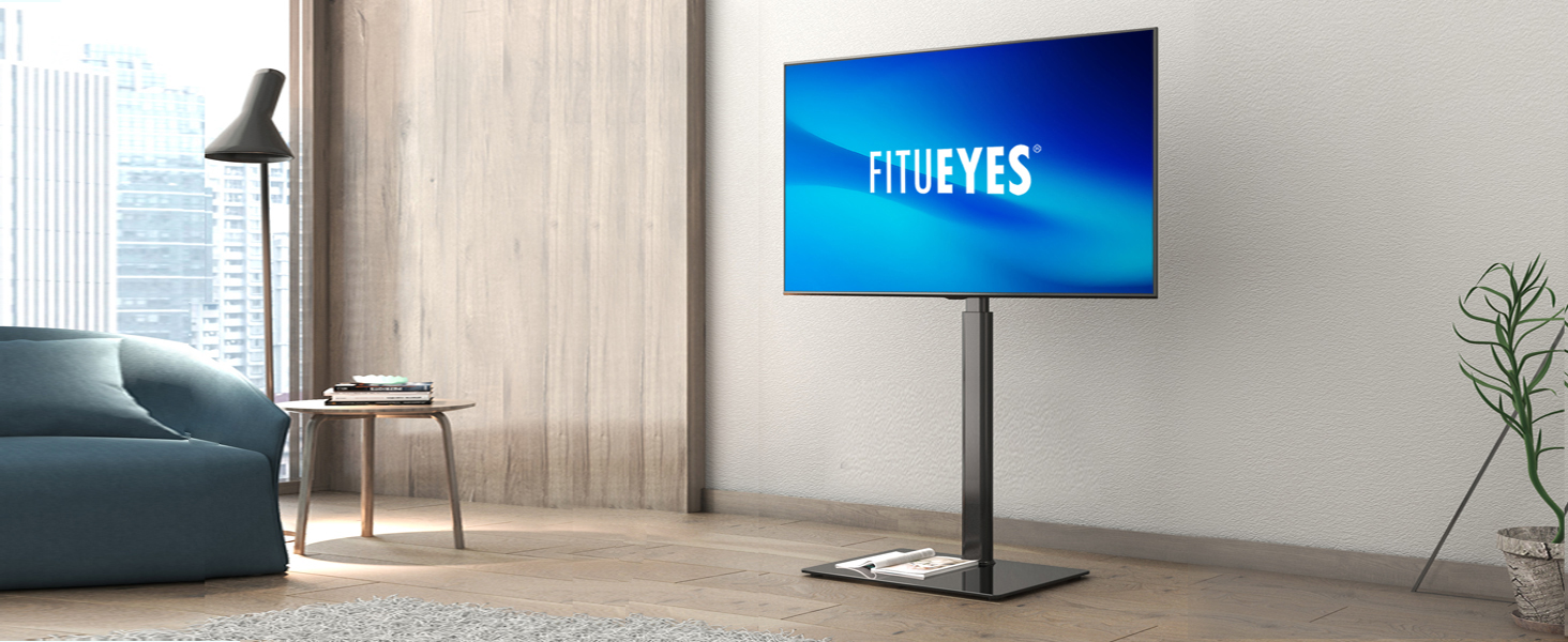 FITUEYES Adjustable Swivel TV Stand - Floor Mount for 32-60 inch Flat & Curved TVs - VESA 600x400 - Black