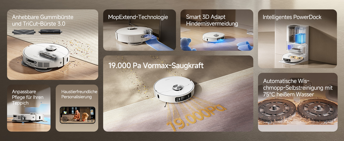 Робот-пилосос Dreame L40 Ultra AE з функцією миття, 19000 Па потужність всмоктування, багато щіток та гнучкий моп, для вологого та сухого прибирання. Автоматична станція очищення пилу.