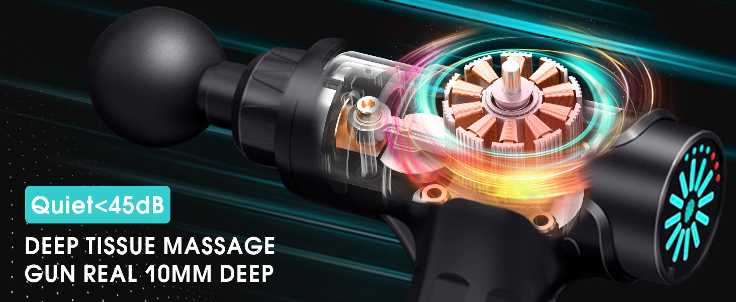 Масажер для тіла DLD Deep Tissue: 6 насадок, LCD-дисплей, безшумний, Type-C, для м'язів спини та плечей