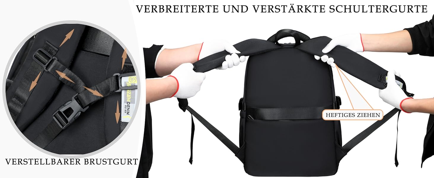 Шкільний рюкзак для підлітків дівчаток та хлопців, рюкзак у школу з багатьма кишенями, водонепроникний шкільний ранець великого розміру з відділенням для ноутбука 15,6' чорного кольору