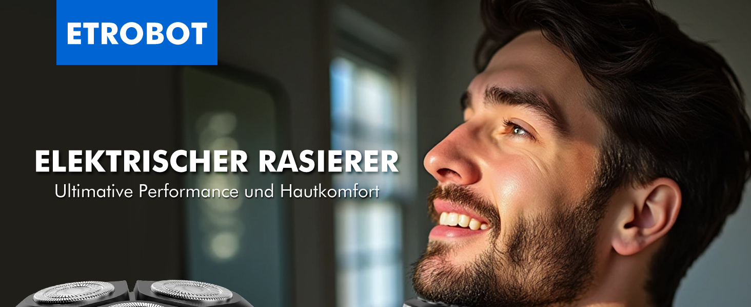 Електричний чоловічий бритва ETROBOT 3-в-1, IPX7, вологостійкий, для сухого та вологого гоління, з магнітною головкою та зарядкою USB-C