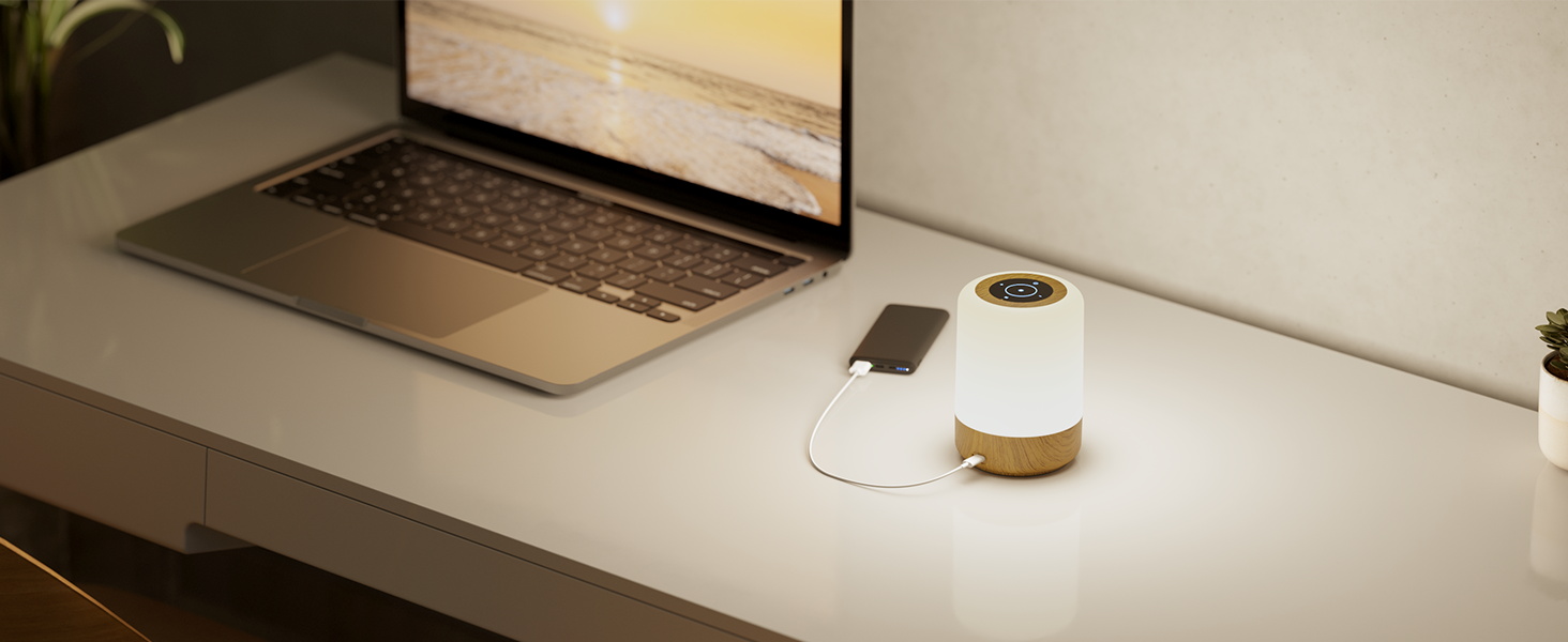 LED-лампа на тумбочку з сенсорним керуванням, диммуванням, живленням від акумулятора, 8 кольорів та 3 режими, з таймером для спальні/вітальні, колір: світло-коричневий