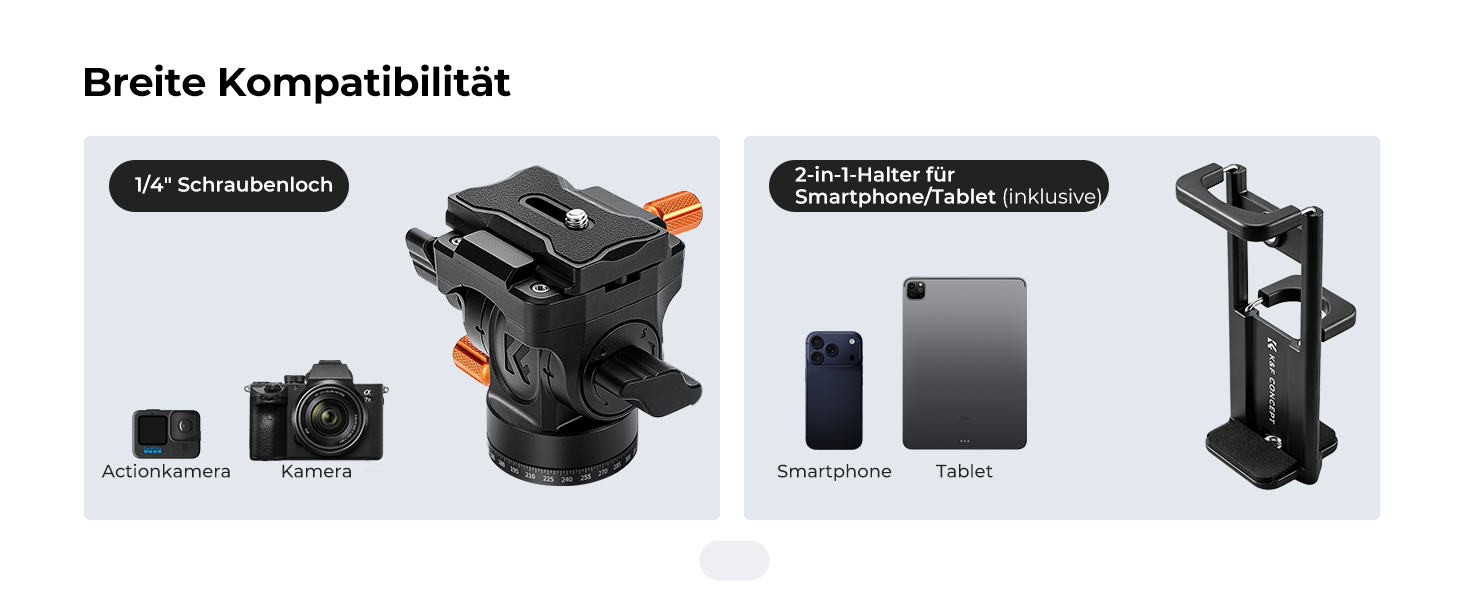 Алюмінієвий штатив для камери та смартфона K&F Concept з гідравлічною головою, висота 162 см, навантаження до 10 кг, дорожній трипод для планшета та телефону