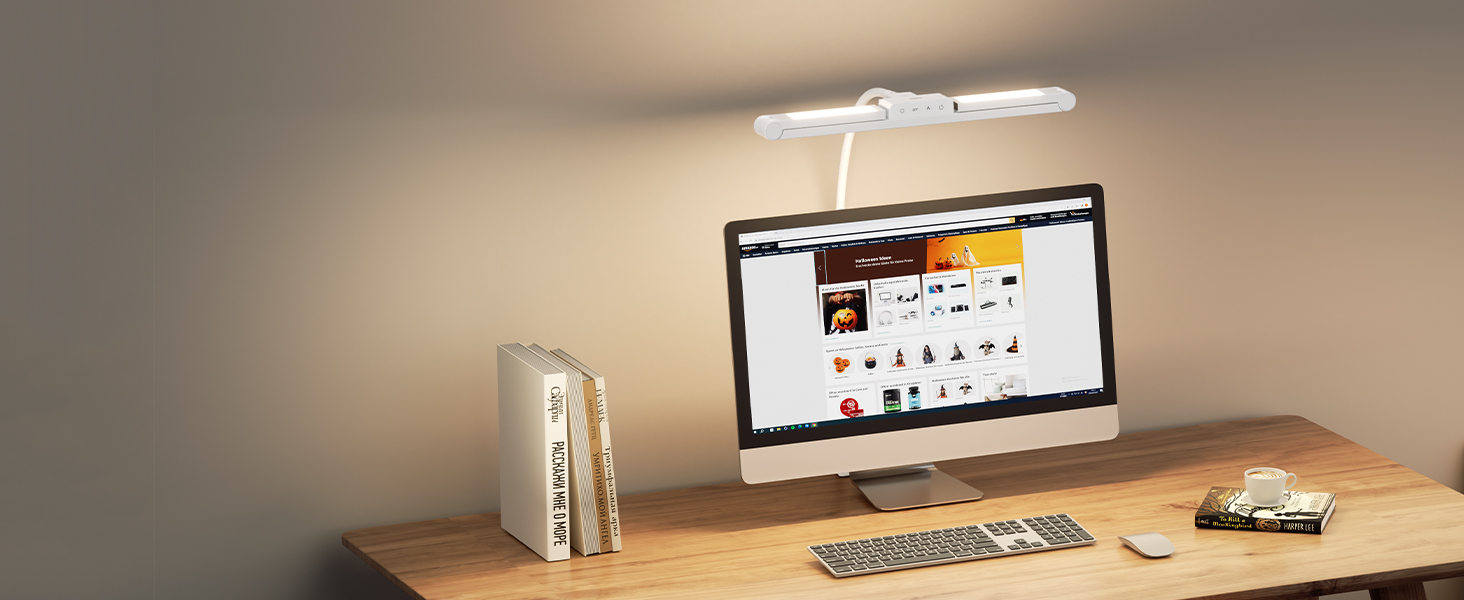 LED лампа настільна EppieBasic з кріпленням, 24W, 3 насадки, регулювання яскравості, для офісу та дому, 1200LM, захист очей, гнушкий шийний механізм, 4 режими температури кольору, таймер 30 хв