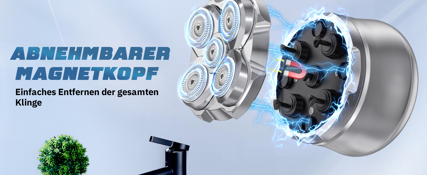 Електричний голковий голкоріз для чоловіків Luctry, 5D магнітний голкоріз для чоловіків з лисою головою, водонепроникний IPX7, для сухого та вологого гоління