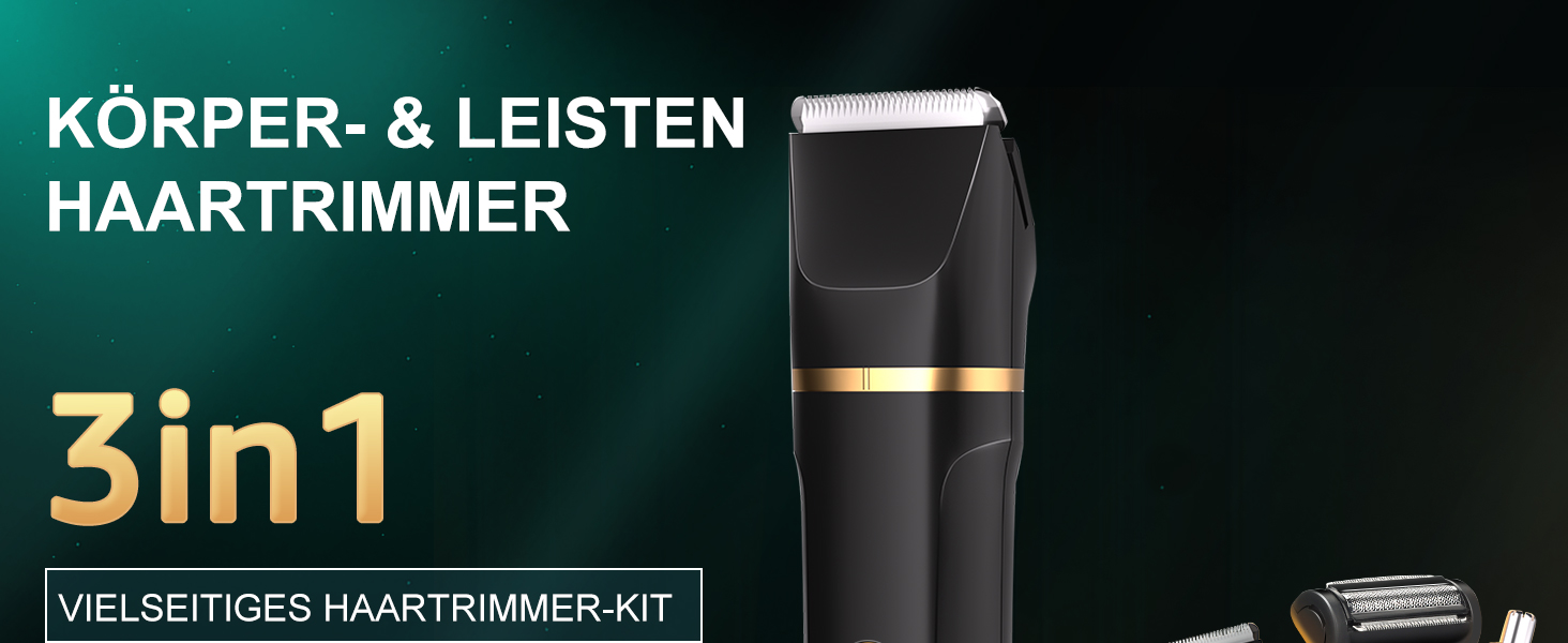 Електричний триммер для чоловіків 3-в-1 Intimrasierer: триммер для носа, обличчя та тіла, IPX7, чорний