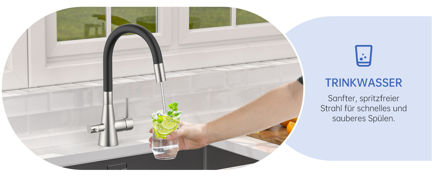 Кухонний змішувач Dayone з висувним виливом, нержавіюча сталь SUS304, високий тиск, 360° обертання, 2 функції, для кухні