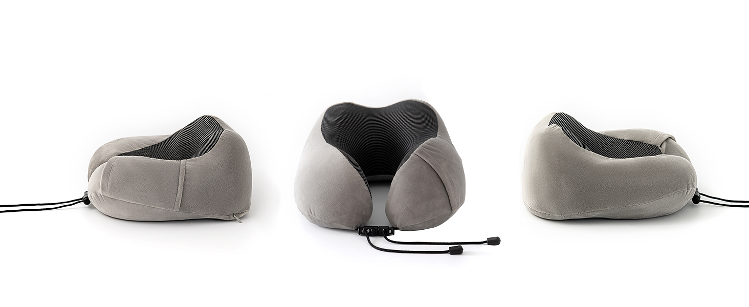 Подушка для шиї Good Nite для подорожей, авто та дому. Ергономічна подушка з Memory Foam, регульована, сірого кольору.