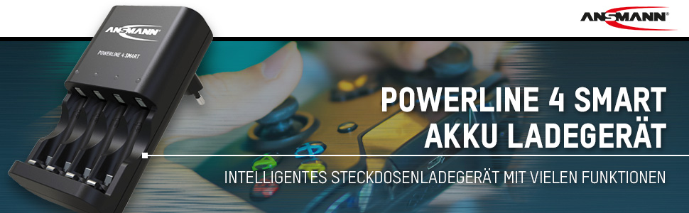 Зарядний пристрій ANSMANN Powerline 4 Smart з 4x NiMH акумуляторами 2850mAh для AA/AAA - автоматичний зарядний пристрій з режимом відновлення, для перезаряджуваних батарей (включно з 4x 1100mAh AAA)