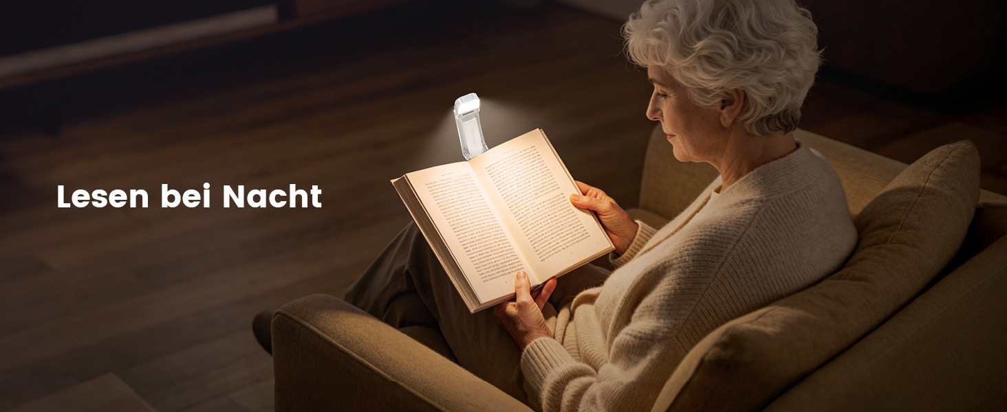Світлодіодна лампа для читання Glocusent з кліпсою, 12 LED-діодів, до 200 годин роботи, сіро-блакитна