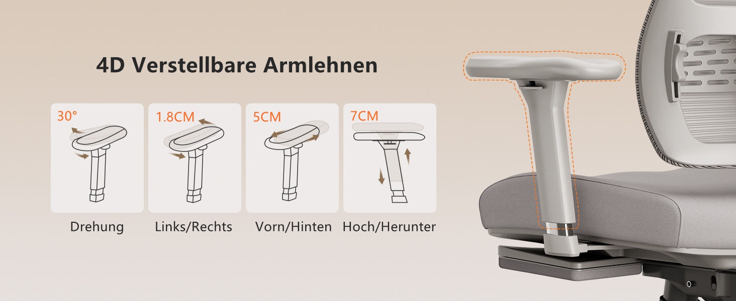 Офісне крісло Newtral MAGICH-PRO з підніжкою, ергономічне, з динамічною підголівником та поперековою підтримкою (сірий)