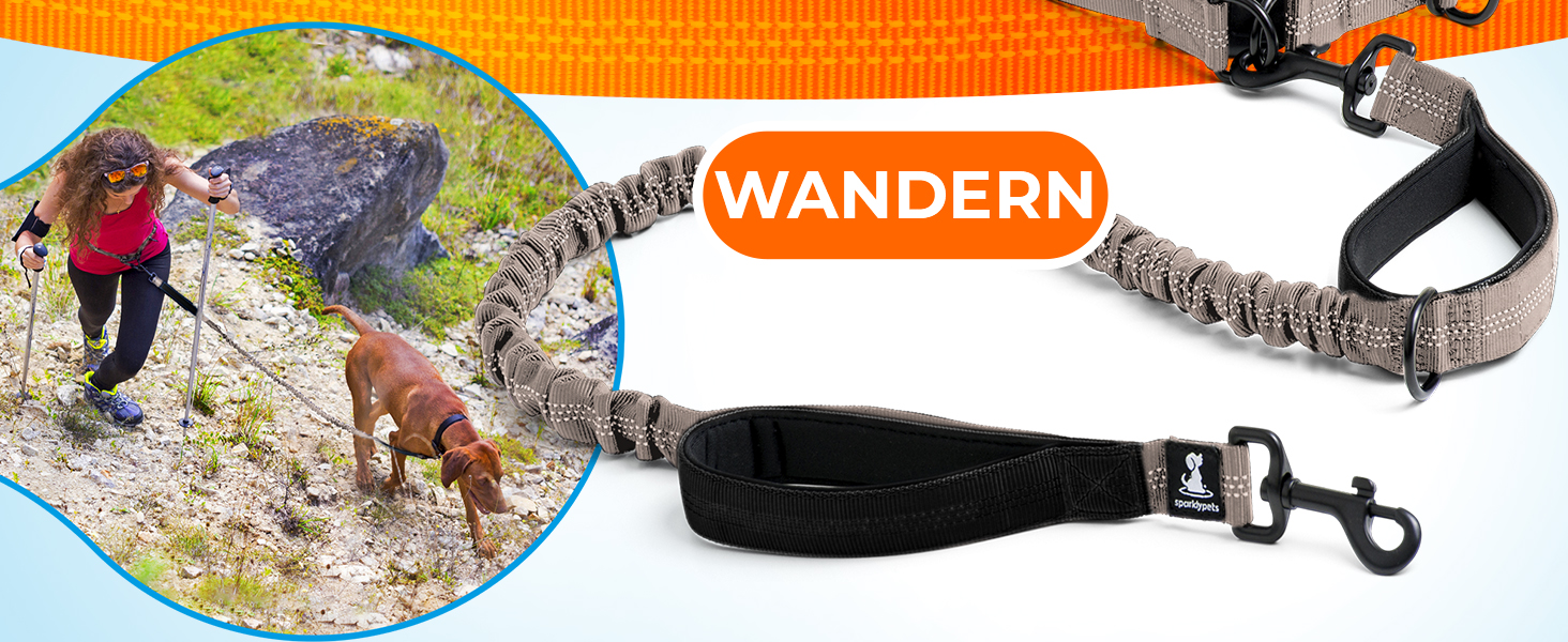 Спортивна повідка на талію для собак SparklyPets - Безпечна повідка для прогулянок для середніх та великих порід - Комплект з тримачем для телефону, змінним контейнером для відходів тварин, кишенькою для ласощів та тримачем для пляшки