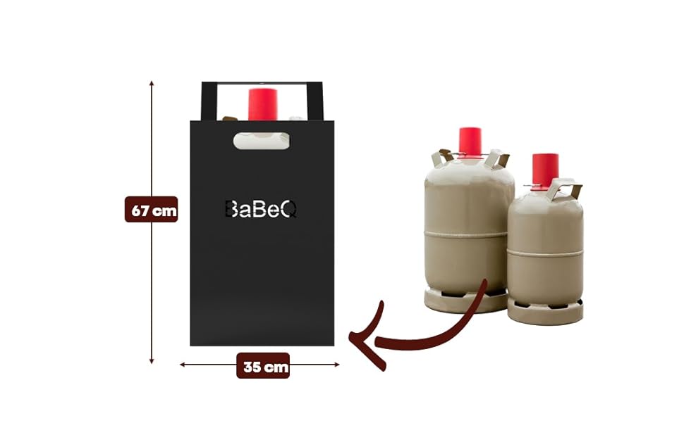 BaBeQ стильний металевий кожух для газових балонів до 11 кг (чорний) 97x55x10 см – захисний чохол-кришка для балона, аксесуар для гриля, сумісний з Weber Genesis II
