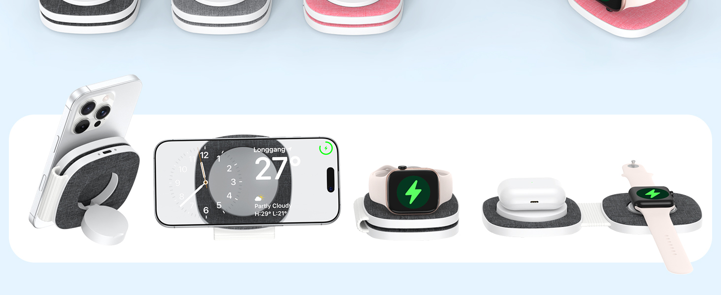 Зарядна станція 2-в-1 для Apple Watch та iPhone MagSafe (20W, чорна) - сумісна з iPhone 17e/Air/17/16/15/14/13/12, Apple Watch Series 11/10/9/8/7/6/5/4/3/2/SE/Ultra, AirPods