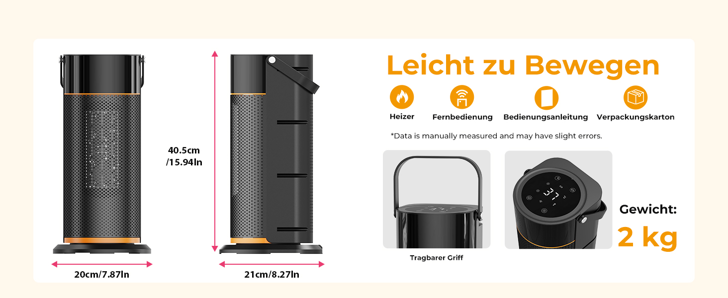 Електричний обігрівач 2000W з PTC-керамічним нагрівачем, тихий, з пульт дистанційного керування, таймером, поворотним механізмом 70° та LED-дисплеєм. Підходить для офісу, спальні, ванної кімнати, дому. Чорний, без полум'я.