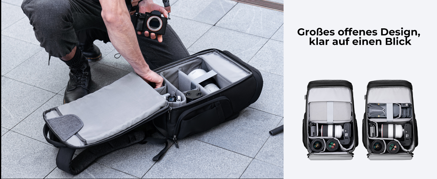 Рюкзак для фотокамери K&F Concept Alpha 25L сірий - для фотографів, з відділенням для 16-дюймового ноутбука, сумісний з дронами DJI Mavic