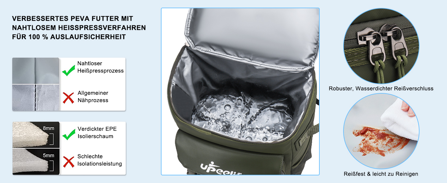 Рюкзак-холодильник Upeelife 30L з килимком для пікніка, водонепроникний, для кемпінгу та пікніків, зелений