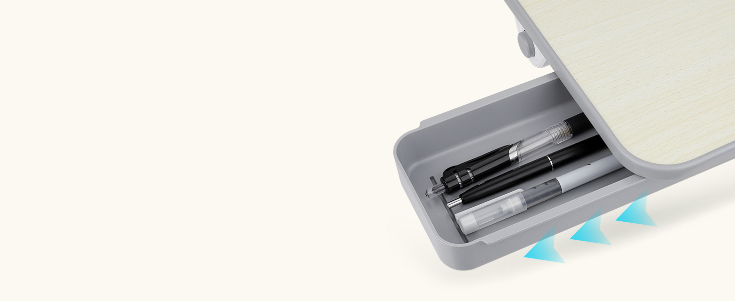 Стіл для ноутбука в ліжко, регульований, з ящиком, 60 x 34 см, бежевий