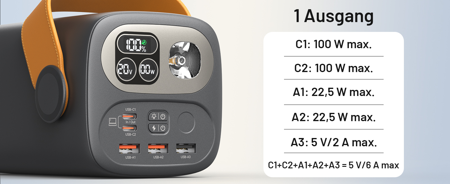 Power Bank Selore&S 60000mAh 100W з 5 портами USB-C для iPhone, Samsung, MacBook, iPad Pro, Switch, Steam Deck, Surface Go (Сірий)