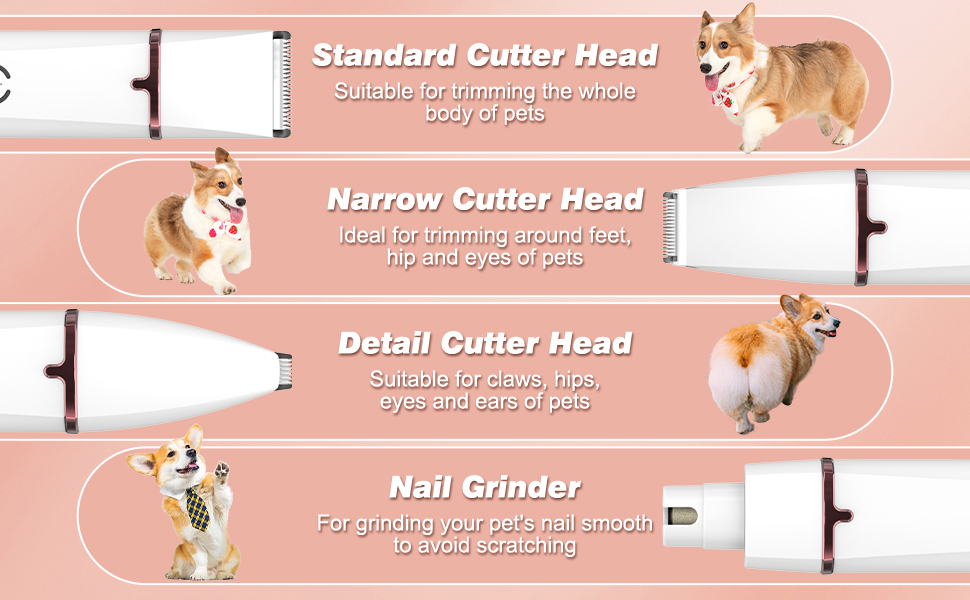 Машинка для стрижки собак Leise, 4 в 1: стрижка тіла, обличчя, вух, подушечок лап. Ідеально для собак та котів.