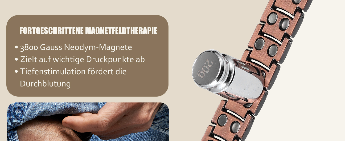 Масивне браслет з міді для чоловіків Jecanori, регульований розмір, магнітний браслет з 3500 Гаусс, подарункова коробка чорного кольору