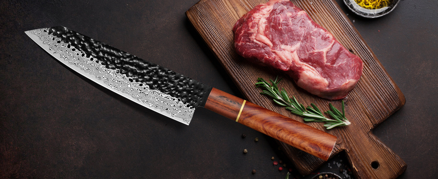 Професійний кухонний ніж Kiritsuke BILLION DUO 21 см, дамаск VG10, 67 шарів, дерев'яна ручка, серія HGBY