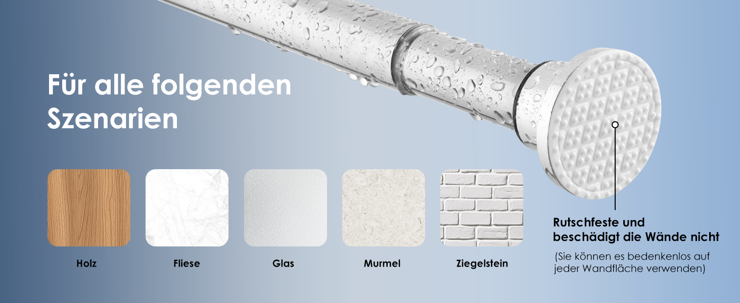 Штанга для душу з нержавіючої сталі без свердління, телескопічна, 70-195 см, срібна