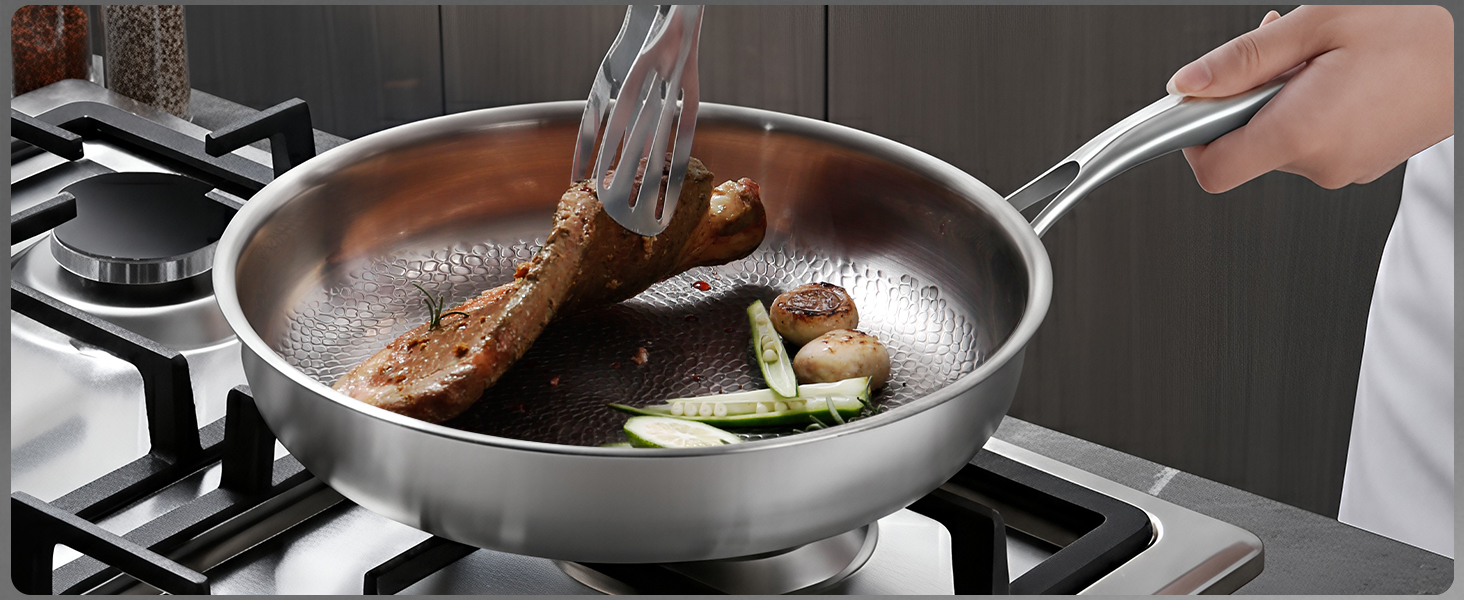Сковорода з нержавіючої сталі 30 см Titan, з кришкою, для індукційних плит, 18/10, підходить для духовки та посудомийної машини