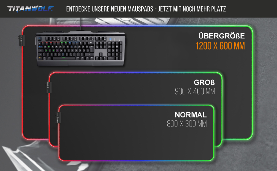 Ігровий килимок для миші TITANWOLF RGB XXL (800x300 мм) з LED-підсвіткою, 11 режимів освітлення, вологостійкий, чорний (дизайн World Map)