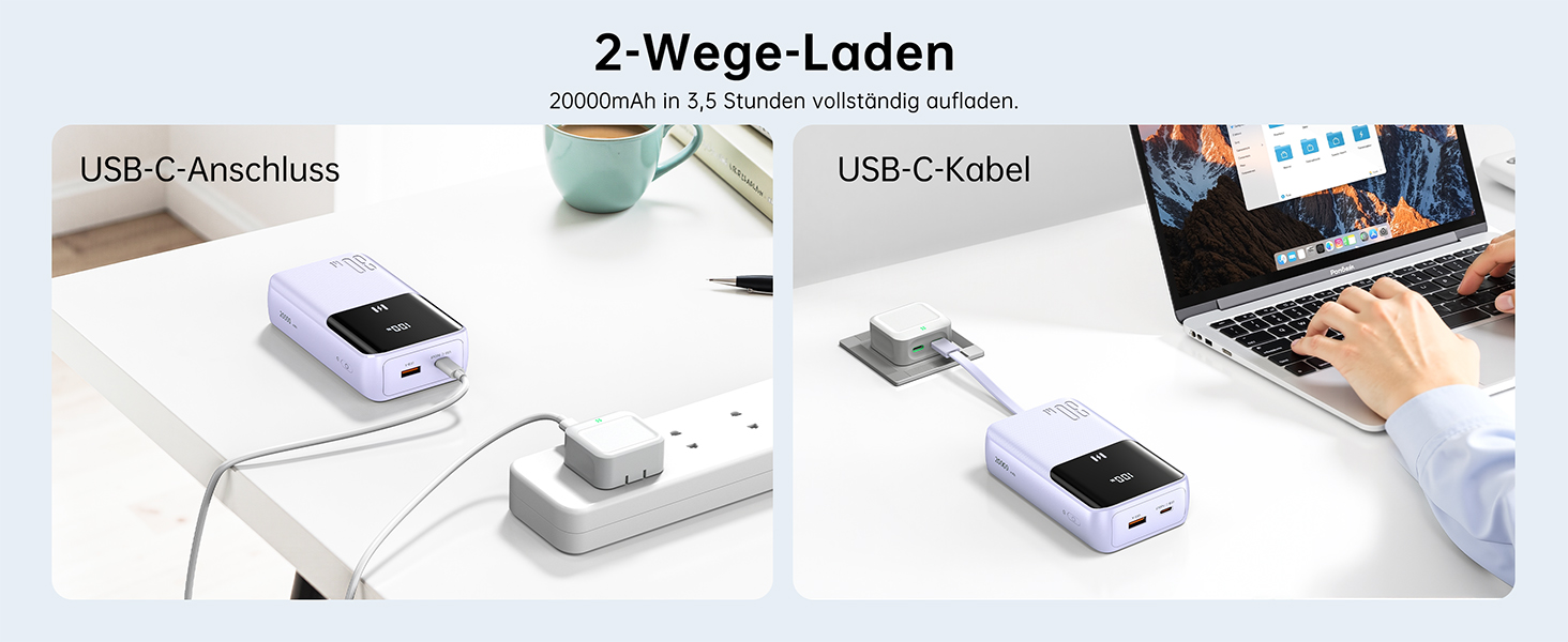 Power Bank Selore&S 20000mAh 30W з USB-C, LED дисплеєм, 4 виходами, Lila (фіолетовий)