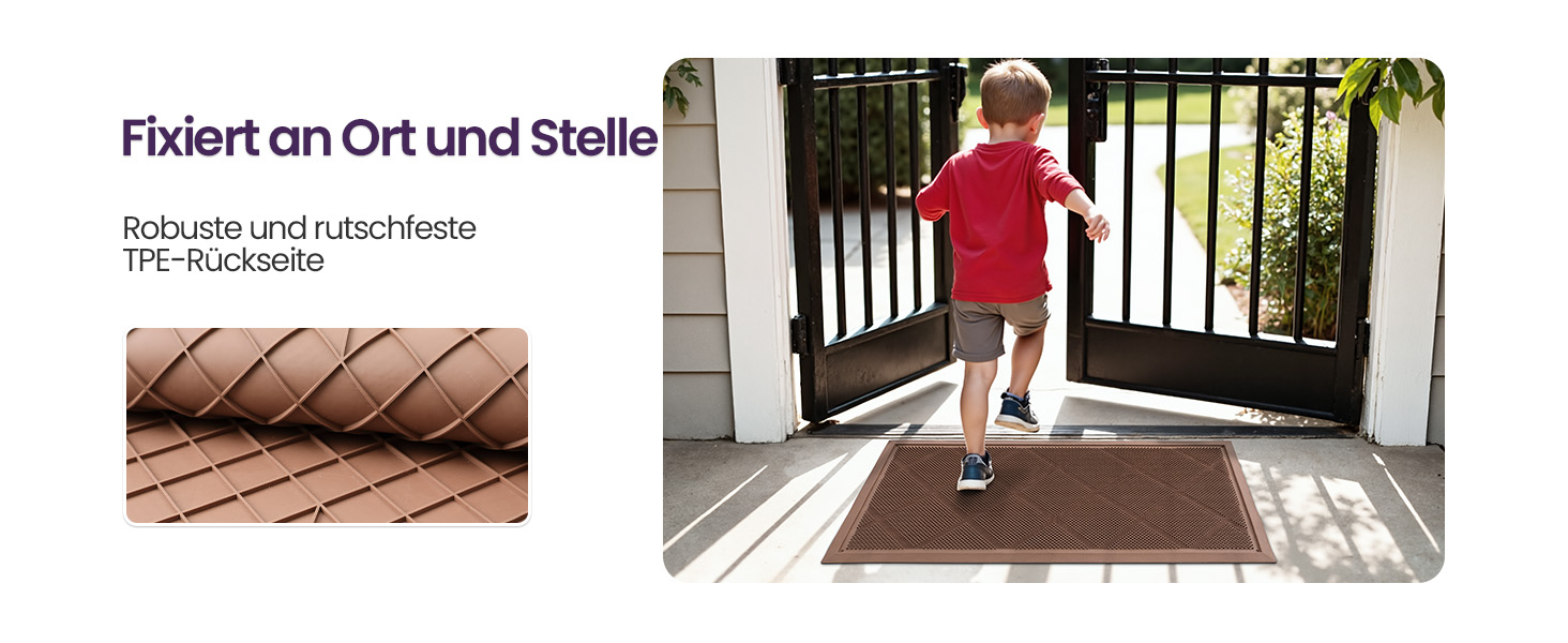 Килимок для дому та вулиці DEXI, 43x90 см, коричневий, водонепроникний, з антиковзким покриттям