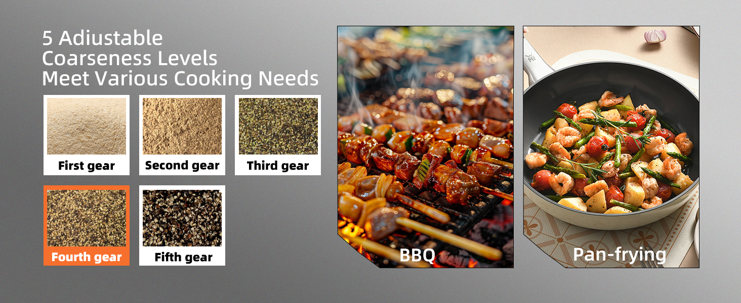 Набір електричних мельниць для солі та перцю з заряджною станцією, об'єм 110 мл, 5 ступенів помелу, керамічна млинка, щітка, 2 шт., чорний