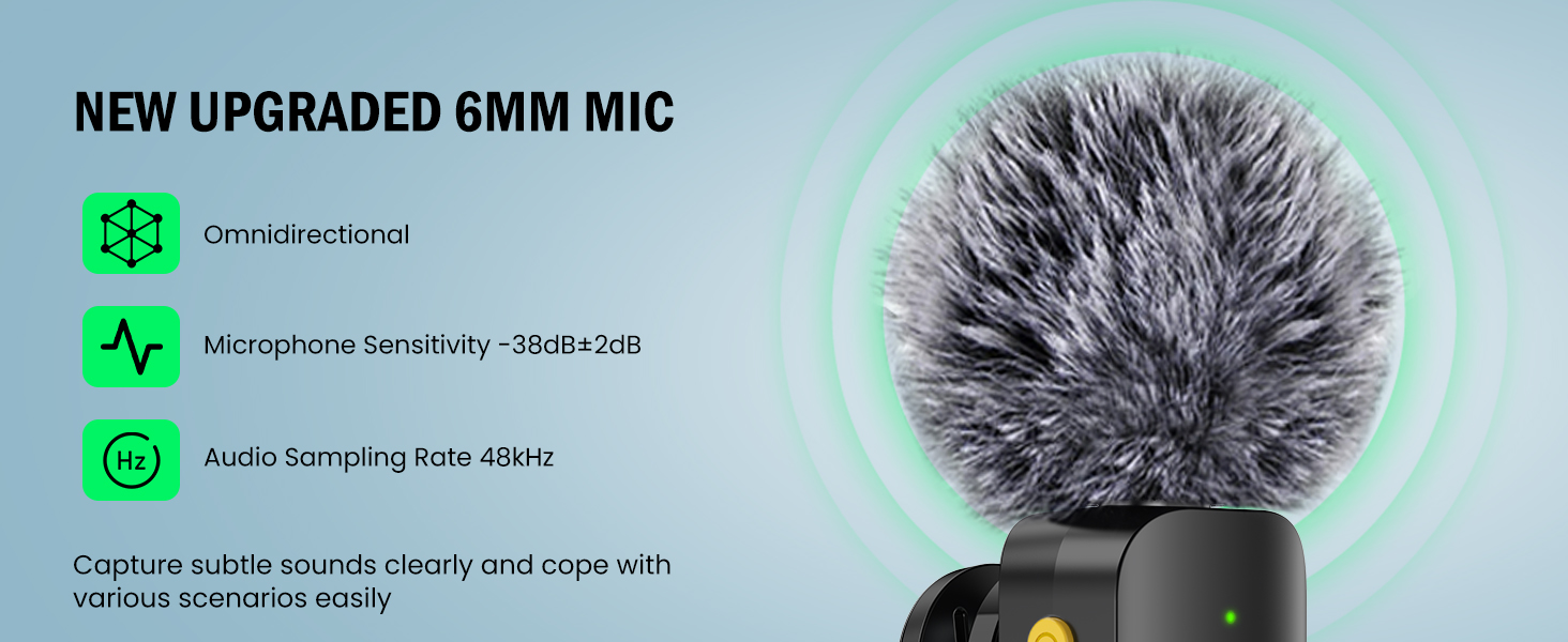Бездротовий петличний мікрофон з 4 режимами запису для телефону, iPhone, Android та ПК – міні-мікрофон для відео, Vlog, TikTok, YouTube, стрімінгу та інтерв'ю L3