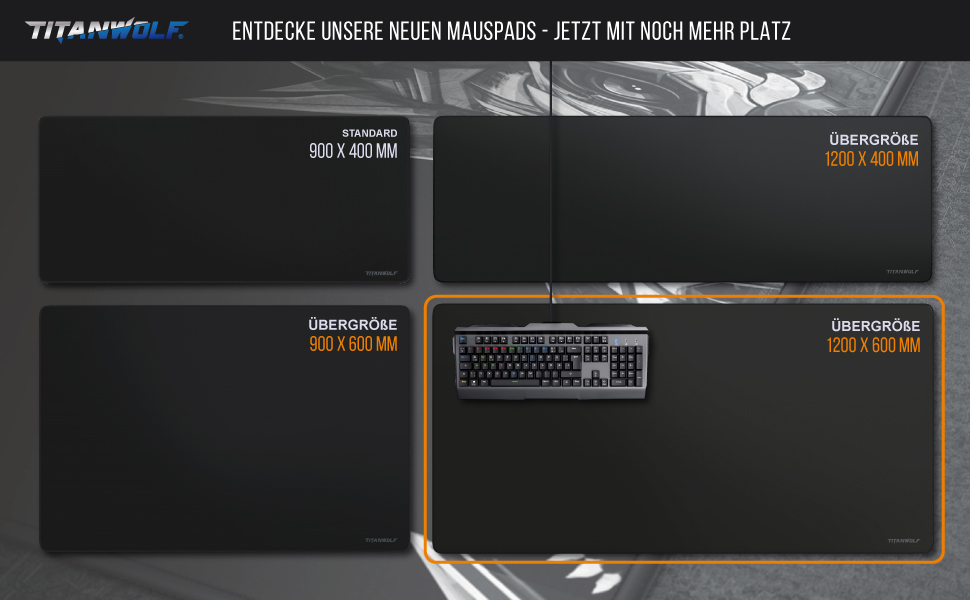 Килимок для миші Titanwolf XXXL 1200x600mm - великий ігровий килимок з мотивом, чорний