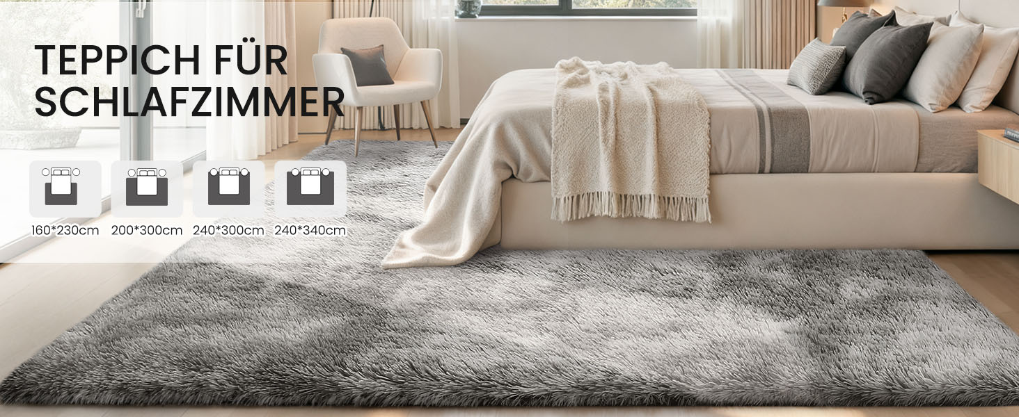 Килим Sour Lemon Hochflor сірий для вітальні, спальні, дитячої, 160x230 см, мобільний, антиковзаючий, плюшевий, сучасний