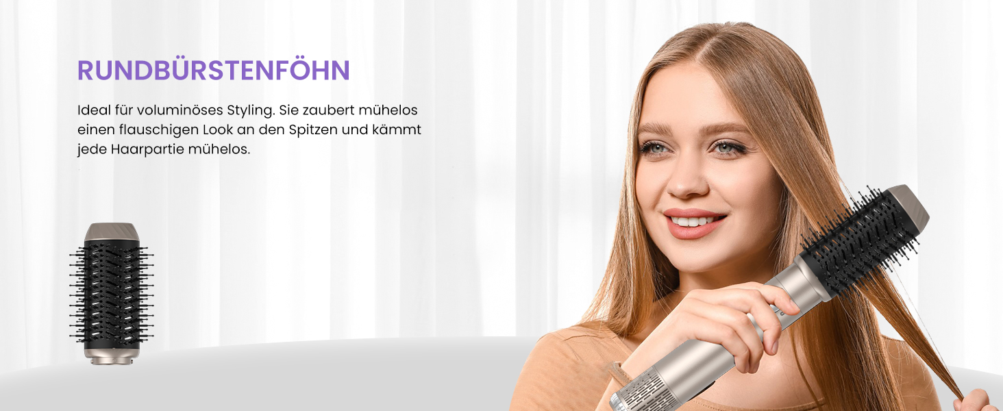 Фен-щітка 5 в 1 Airstyler Pro 1000W: стайлер для волосся, локони, об'єм, догляд, іонізація (золотий)
