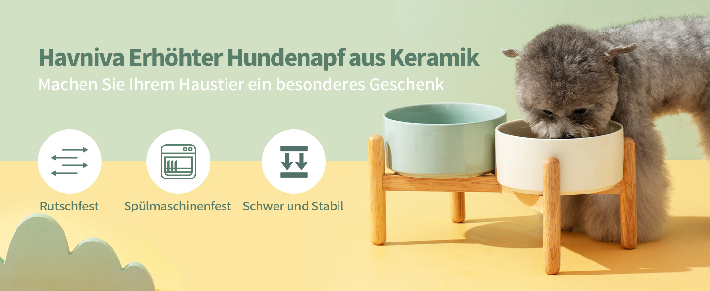 Керамічна миска для собак 21 см на підставці, великі породи, годівниця та поїлка (1 шт., світло-зелена)