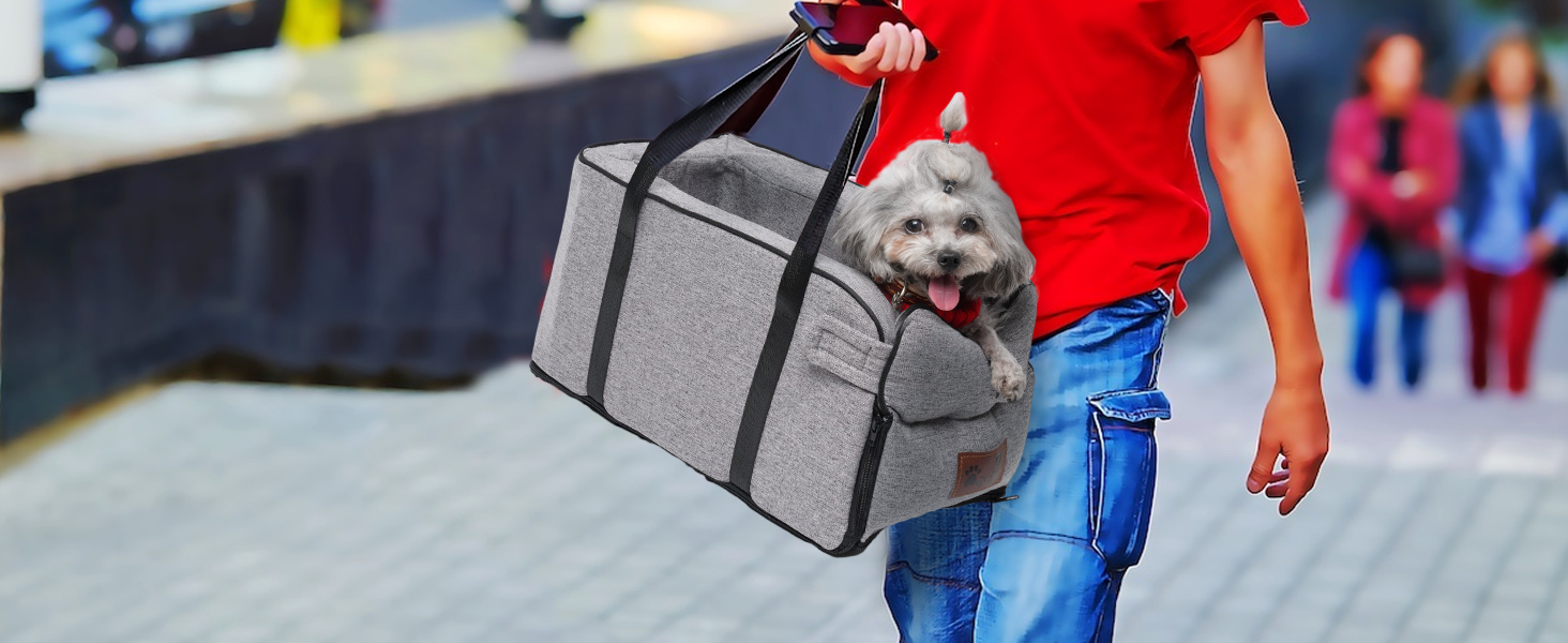 Автокрісло для собак та котів, до 6 кг, знімний та миючий чохол, для середньої консолі, замша