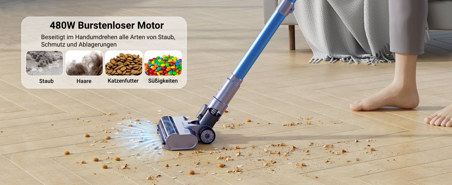 Greenote GSC60 Бездротовий акумуляторний пилосос, 33000Pa, з сенсорним екраном, до 40 хв роботи, 10 в 1, тихий, для твердих поверхонь, килимів, шерсті тварин