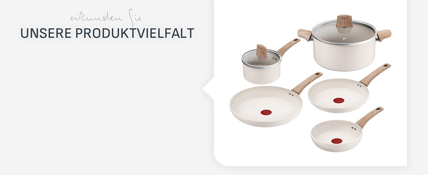 Набір посуду Tefal Mineralia+ Stone White On, 7 предметів, антипригарне покриття, Thermo-Signal, для всіх типів плит, білий, G199S544