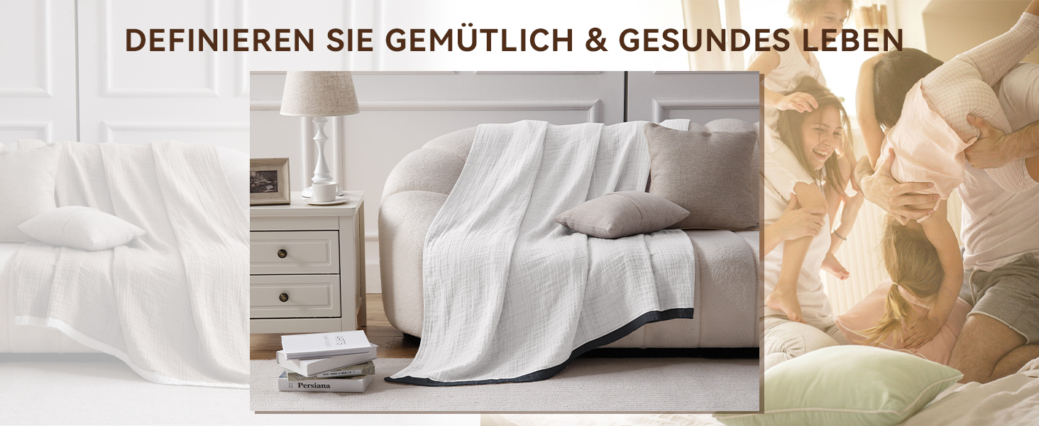 М'яка ковдра Softexly з бавовни 100%, 4-шарова муслінова ковдра, покривало для ліжка, дивана, софи, для дому, біла, 130x150 см