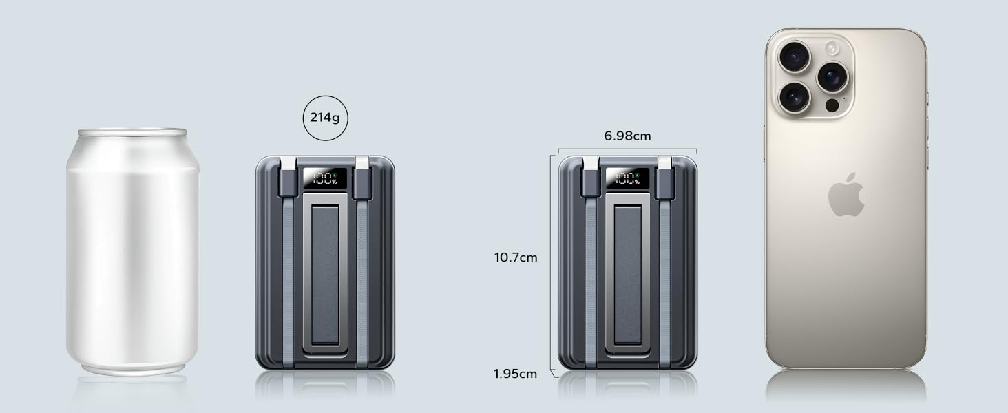 Power Bank Magsafe 10000mAh з USB-C, 20W PD, бездротова зарядка для iPhone, Apple Watch, AirPods (Чорний)