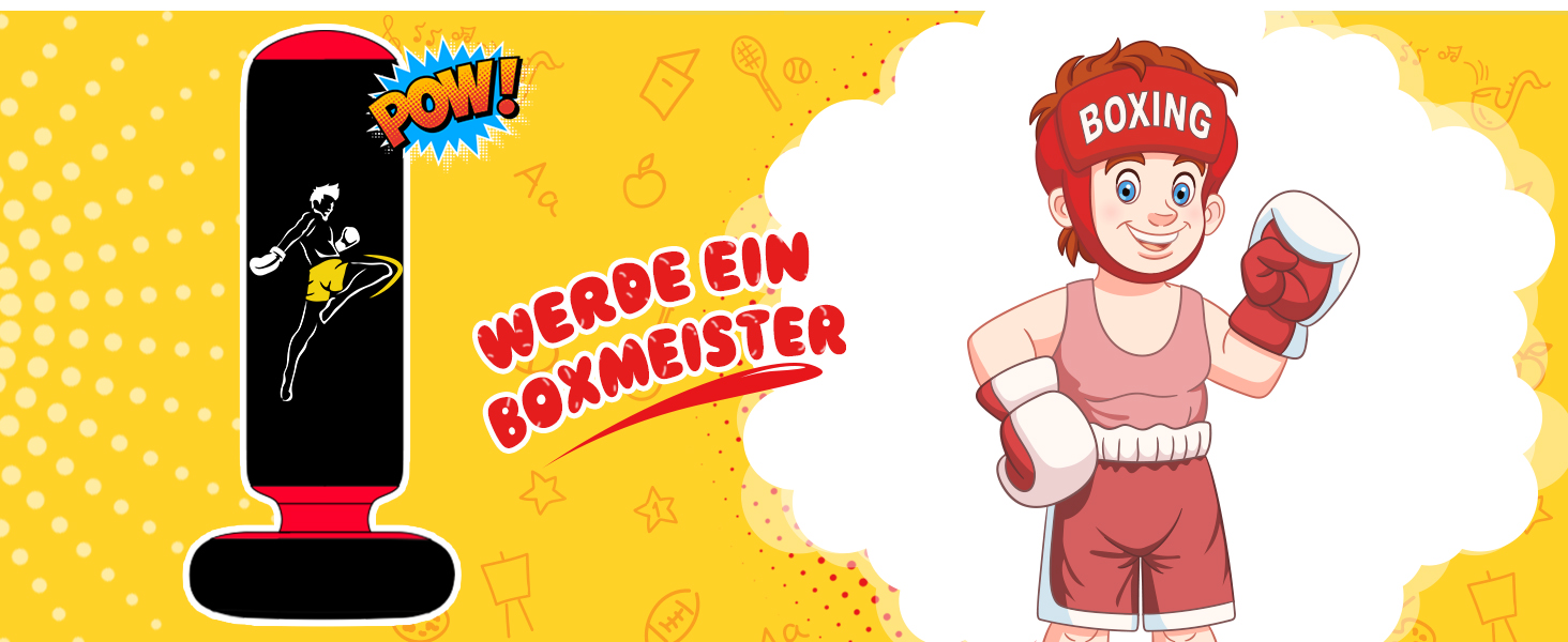 Дитячий боксерський мішок QPAU з рукавичками, надувний, 168 см, для хлопчиків та дівчаток 6-12 років, блакитний