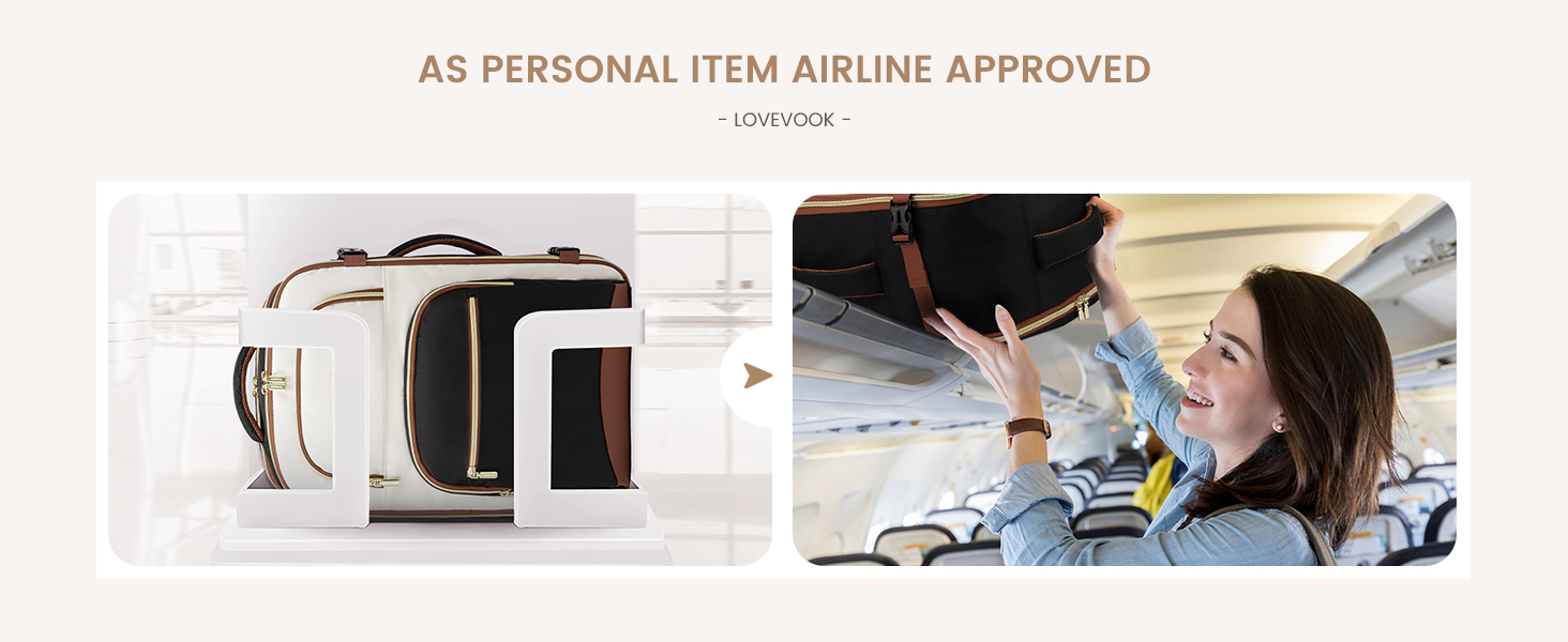 LOVEVOOK Рюкзак ручної поклажі для подорожей, 40L, чорно-сіро-коричневий. Рюкзак для жінок та чоловіків, 17.3 дюйми, водонепроникний, для авіаперельотів, кемпінгу та бізнесу