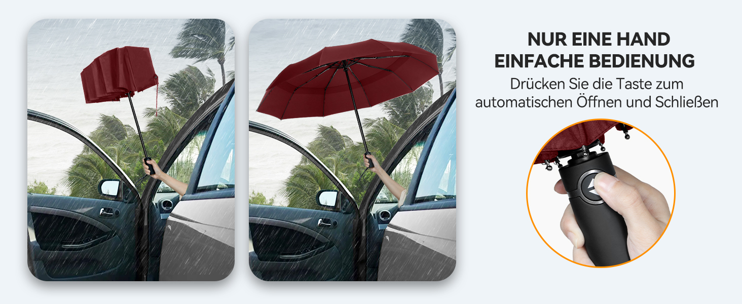 TECKNET Штормовий парасолька: великий автоматичний парасолька з 10 ребрами, 104 см, вітростійкий, компактний, для подорожей, гольф, чоловічий та жіночий (червоний)